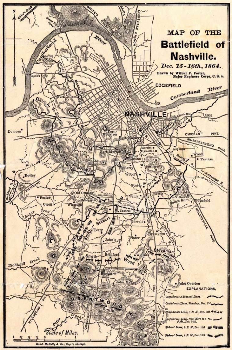 Map of the Battle of Nashville, 1864 | Civil War - Tennessee Vacation