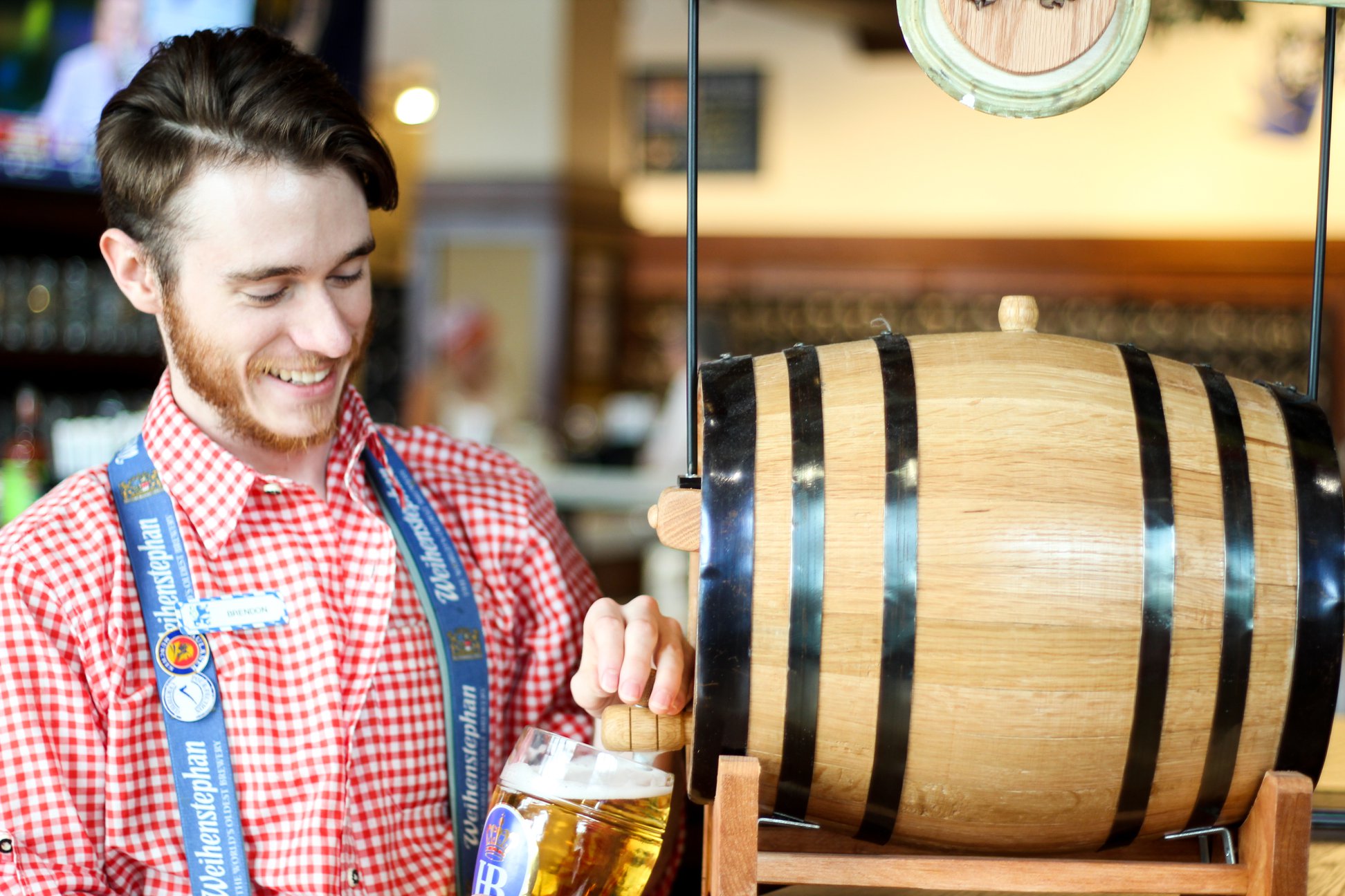 Tapping keg at Bavarian Bierhaus