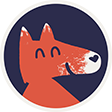 Cartoon illustration of a fox